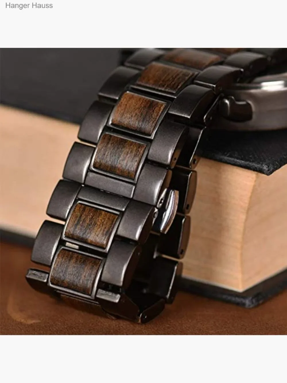 Wood & Stainless Steel Chronograph Military Quartz Casual Wristwatch